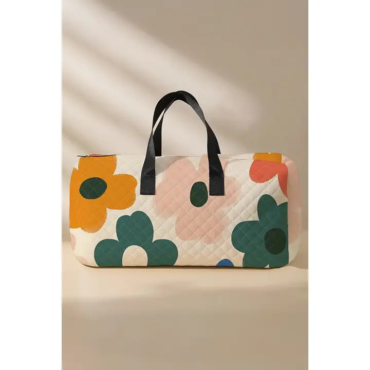 Women Flower Print Large Duffel Bag