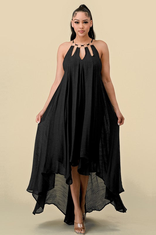 Women Maxi Dress Cutout with Gold Rings By The Sang