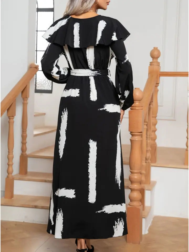 Women Graffiti Print Long Sleeve Dress