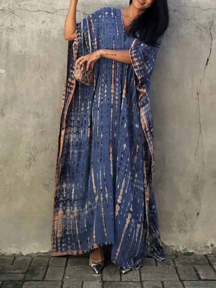 Resort Bohemian Tye Dye Kaftan Maxi Dress