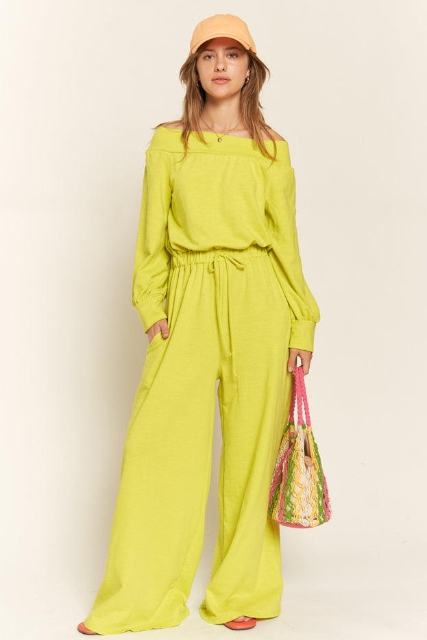 Women Off Shoulder terry Jumpsuit By Jade by Jane