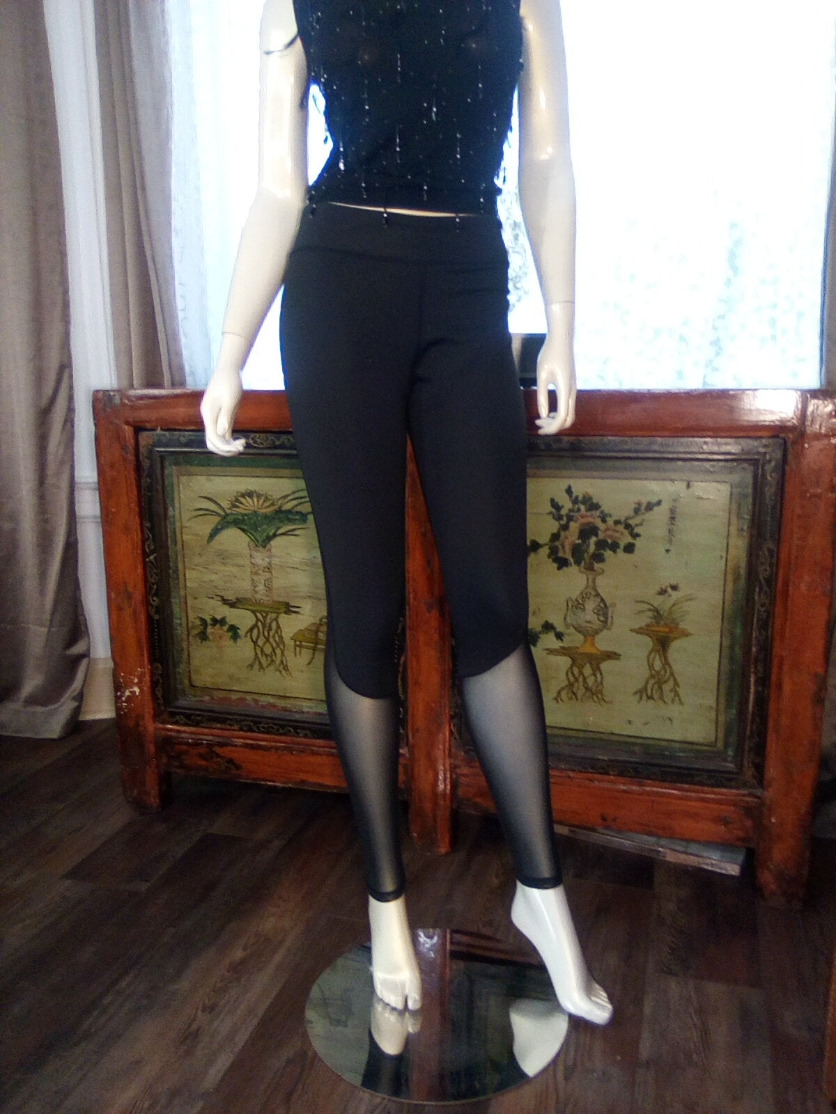 Women Leggings with Sheer Bottom detail