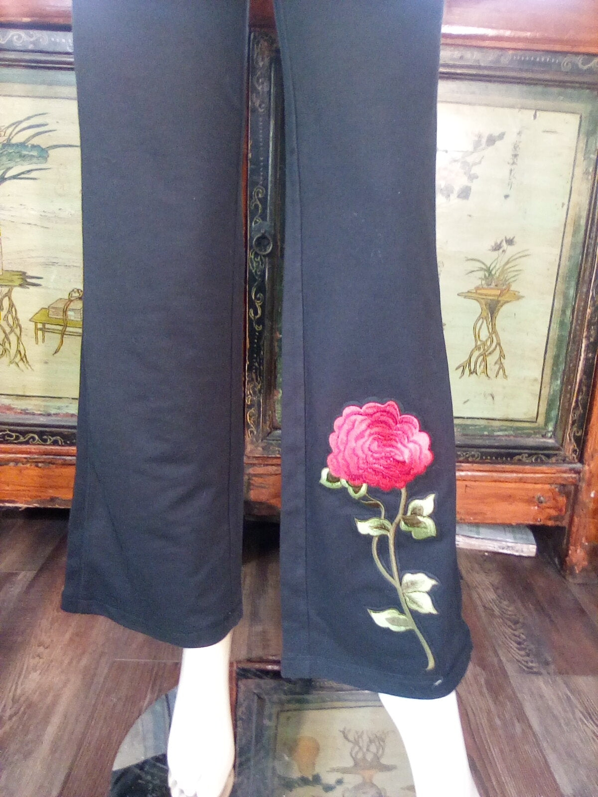 Women Drawstring Pant - Red Flower