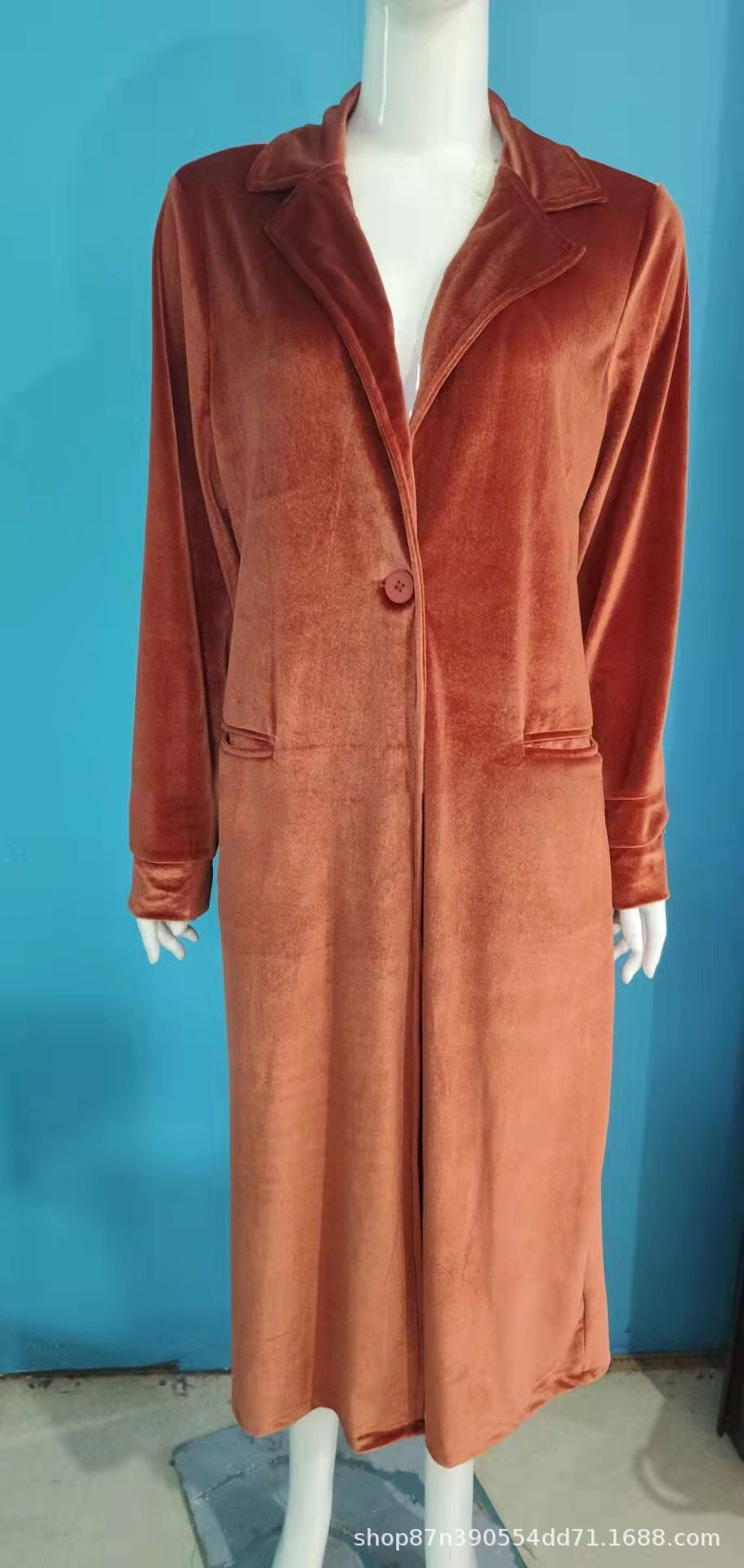 Women Velvet Long Blazer