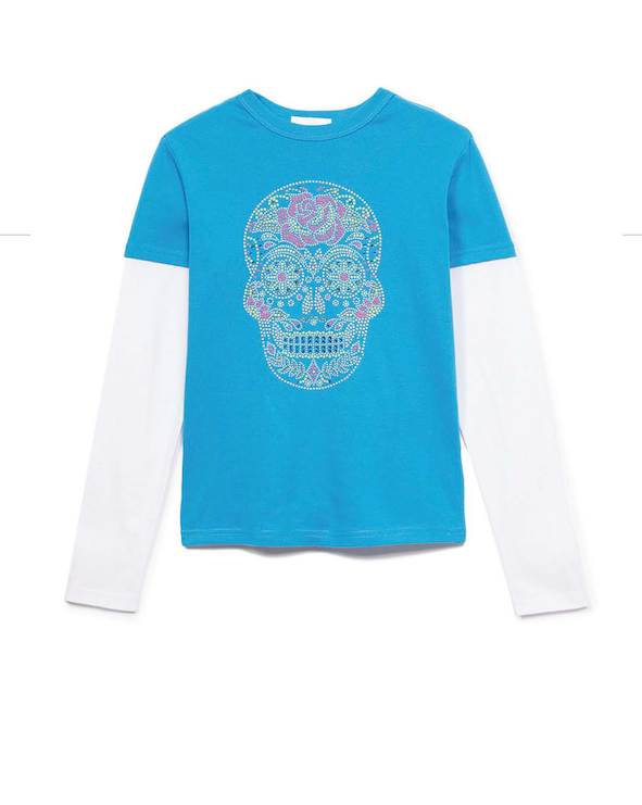 Girls Long Sleeve Top - Skull