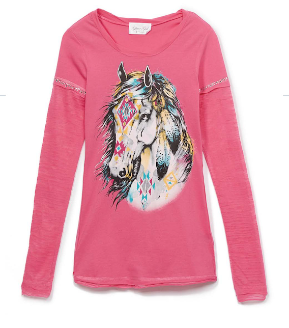 Girls Long Sleeve Top - Mustang
