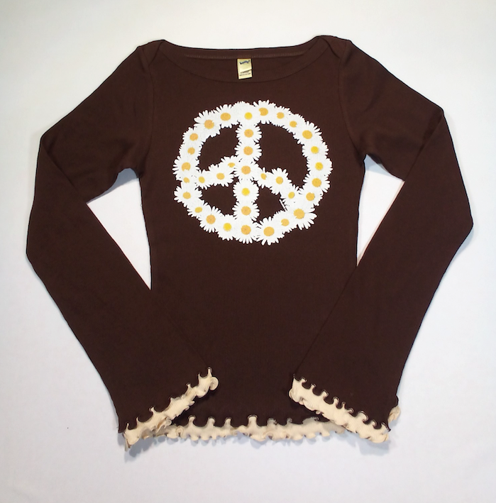 Girls Long Sleeve Top - Daisy Peace sign