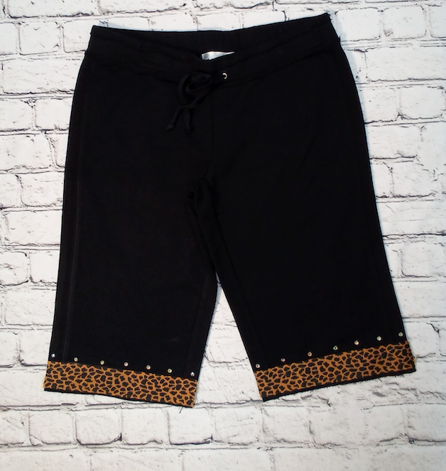 Girls Shorts - Capri - Leopard Trim