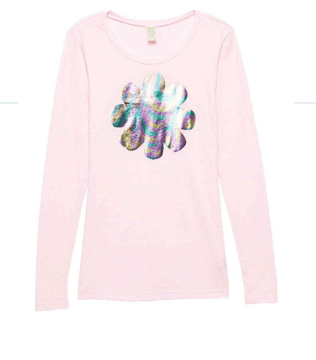 Girls & Junior Long Sleeve T Shirt- Flower
