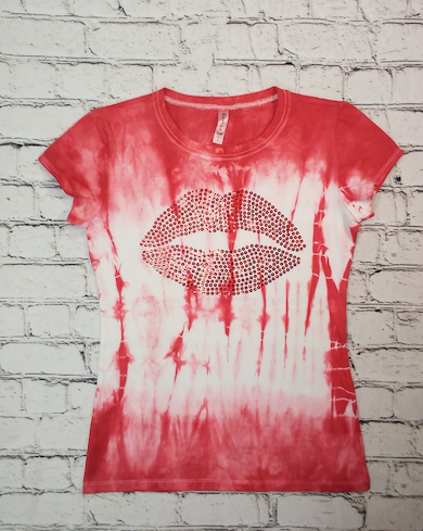 Girls & Junior Short Sleeve T Shirt Sequin Red Lips