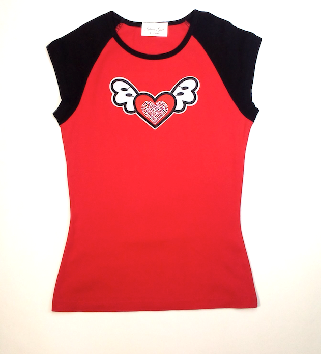 Girls Short Sleeve - Wings/Hearts