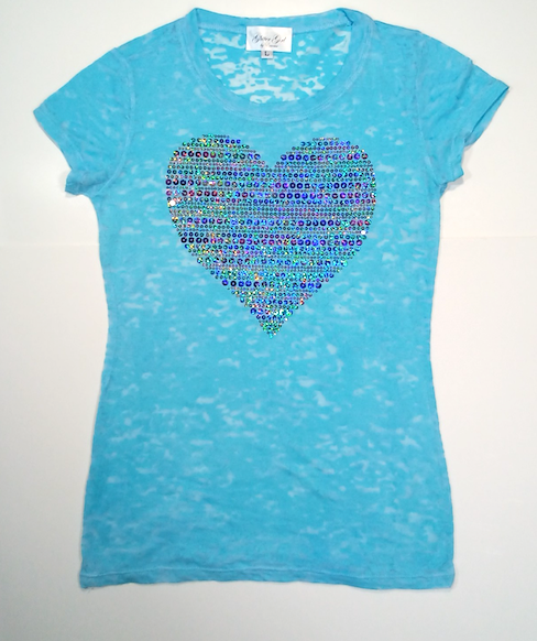 Girls Short Sleeve Top - Sequin Heart