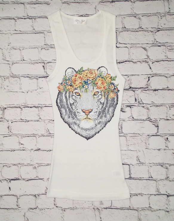 Girls & Juniors Sleeveless Tank - Tiger Flowers By Glitter Girl