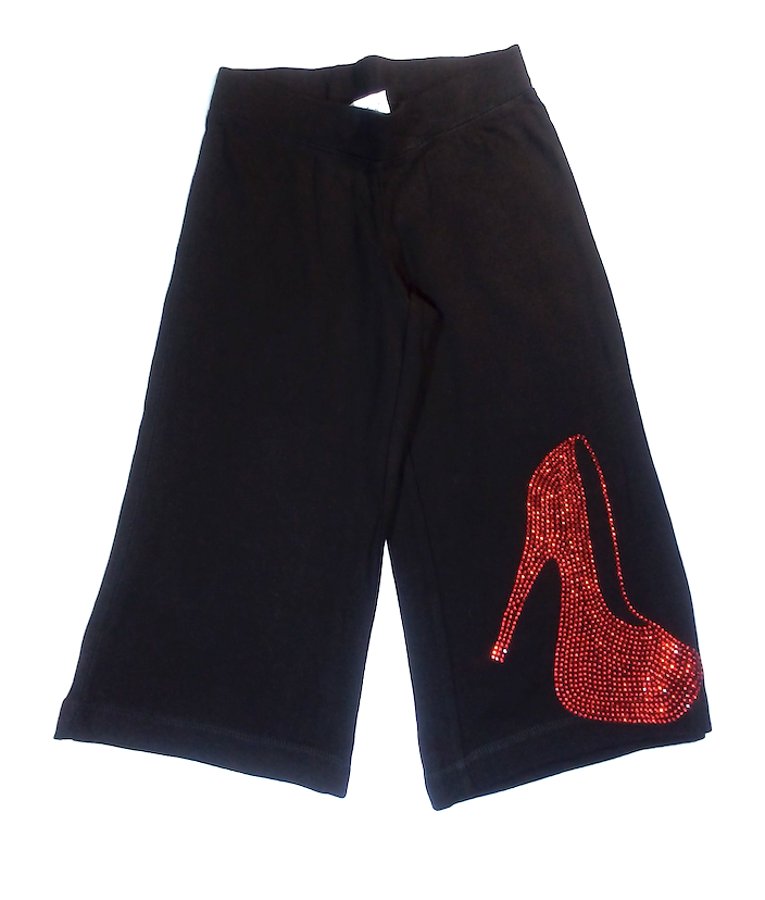 Girls Capri Pant - Rhinestone Shoe By Glitter Girl