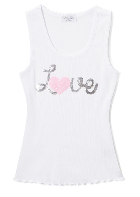 Girls & Junior Sleeveless Tank Top -Sequin Love By Glitter Girl