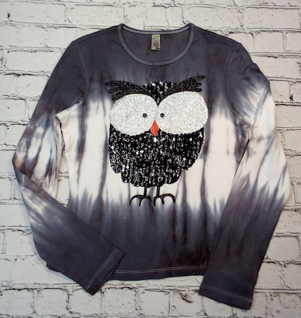 Girls Long Sleeve T shirt Sequin Owl By Glitter Girl