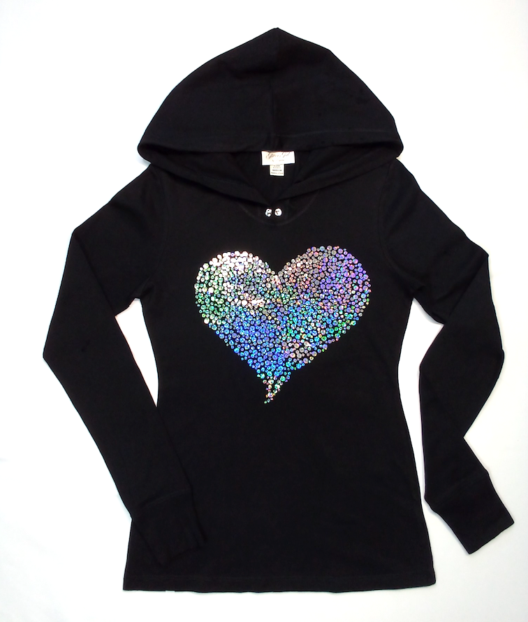Girls Long Sleeve Top Sequin Heart
