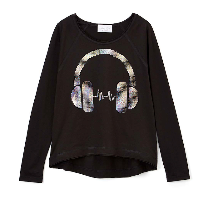 Girls Long Sleeve Top - Headphone