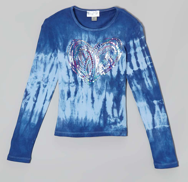 Girls Long Sleeve Top - Sequin Heart