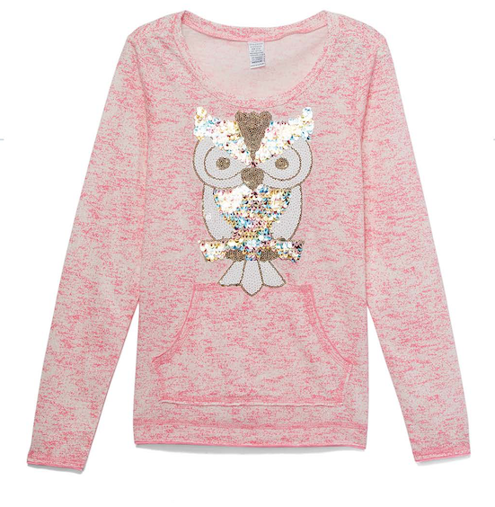 Girls Long Sleeve Top - Owl