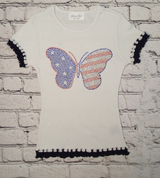 Girls Short Sleeve Top - Americana Butterfly