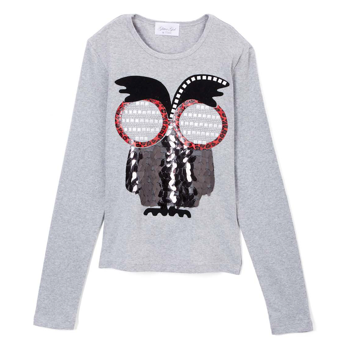 Girls Long Sleeve Top - Big Eye Owl By Glitter Girl
