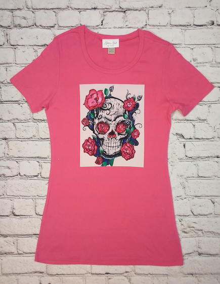 Girls & Junior Short Sleeve Top - Skull By Glitter Girl