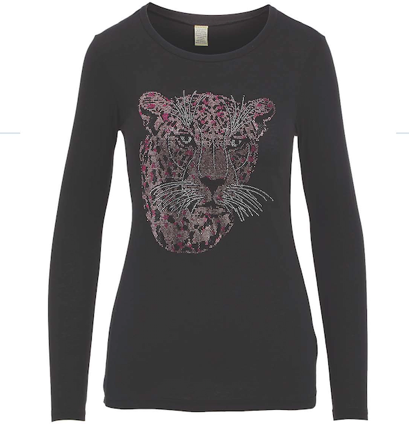Girls & Juniors Long Sleeve T Shirt - Jeweled Tiger