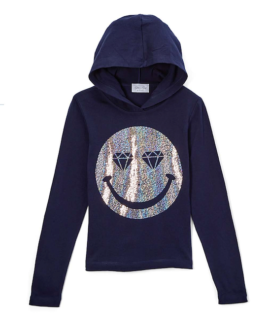 Girls Long Sleeve Hoodie Sequin Diamonds By Glitter Girl
