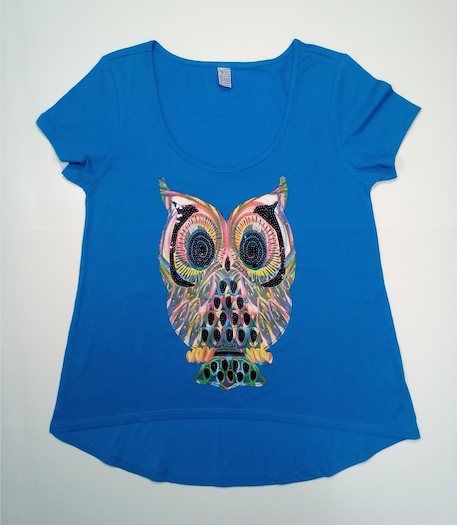 Girls Short Sleeve Top - Multi Color Owl