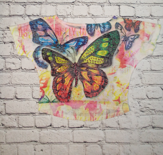 Girls Short Sleeve Top - Butterfly
