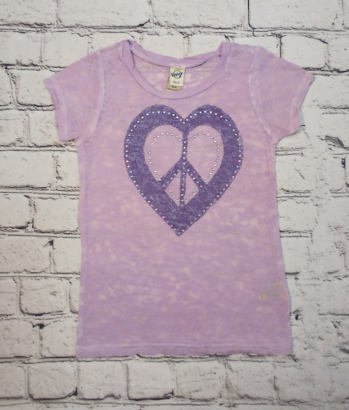 Girls Short Sleeve Top - Peace/Heart