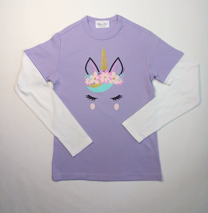 Girls Long Sleeve Top - Unicorn