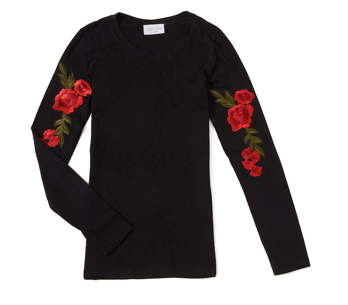 Girls & Junior Long Sleeve T Shirt- Flowers