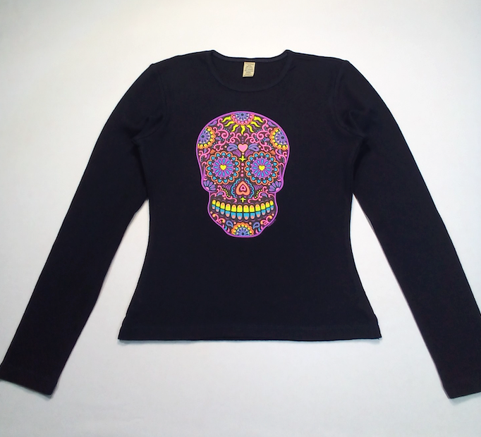 Girls Long Sleeve Top - Sugar Skull