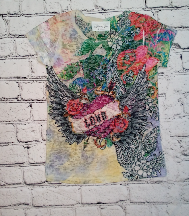 Girls Short Sleeve Top- Love/Heart