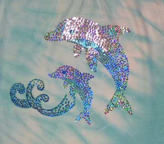 Girls Sleeveless Top - Sequin Dolphin