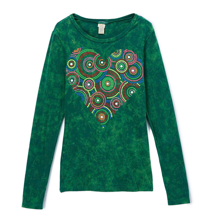 Girls Long Sleeve Top - Beaded Heart By Glitter Girl