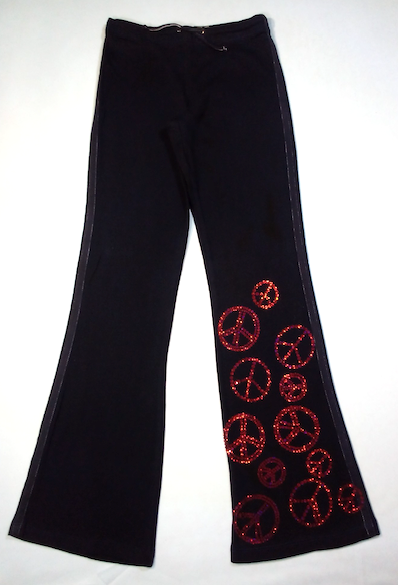 Girls Drawstring Pant - Sequin Peace Signs By Glitter Girl