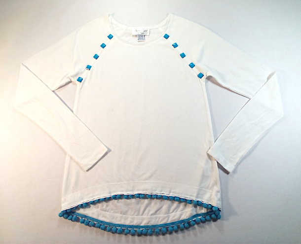 Girls Long Sleeve Top - Mini Pom Pom