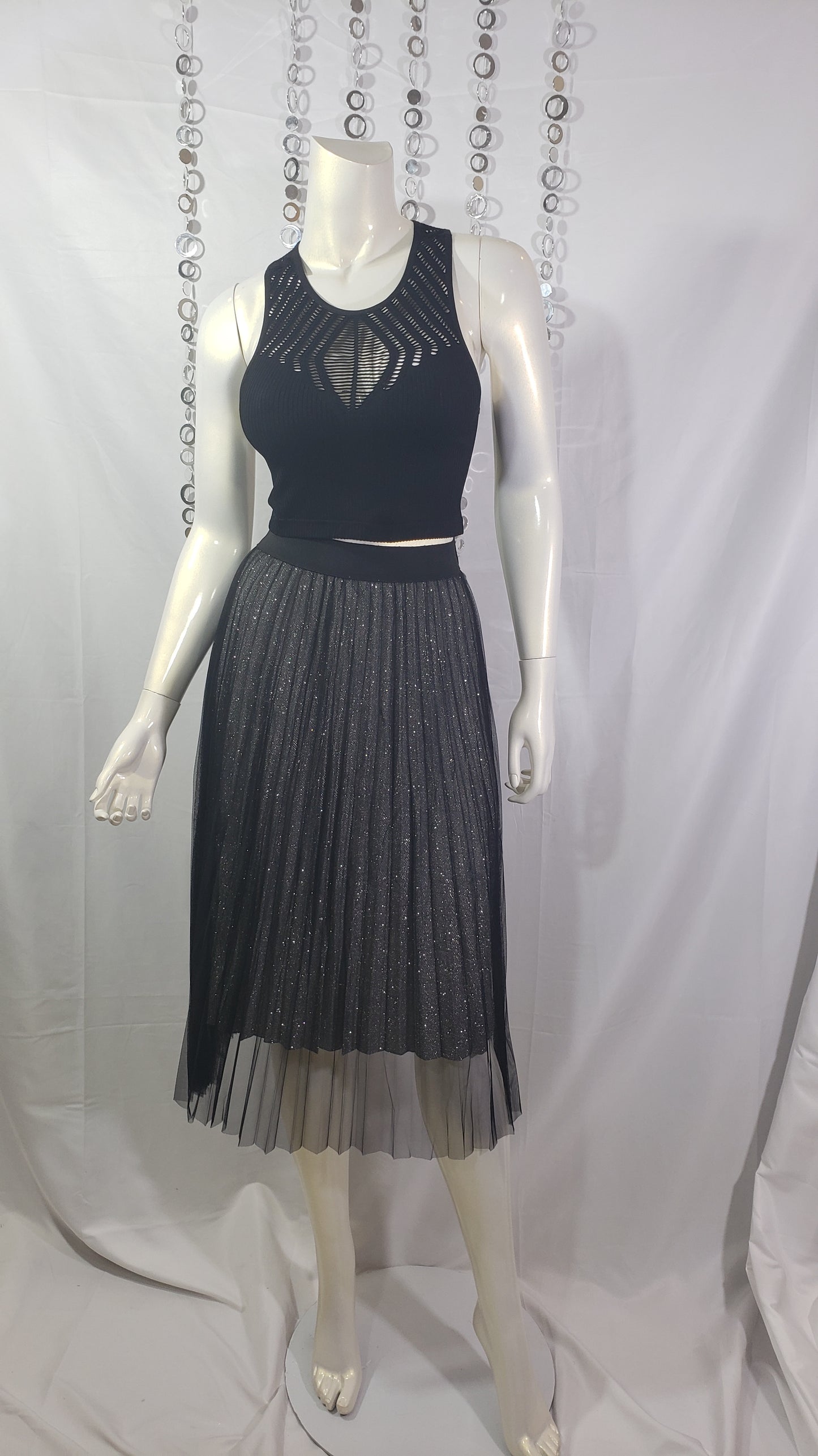 Women Metallic Skirt w/ Lining-Elastic Waist