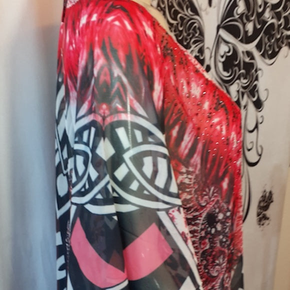 Women Caftan - Multi Color Print - Beaded