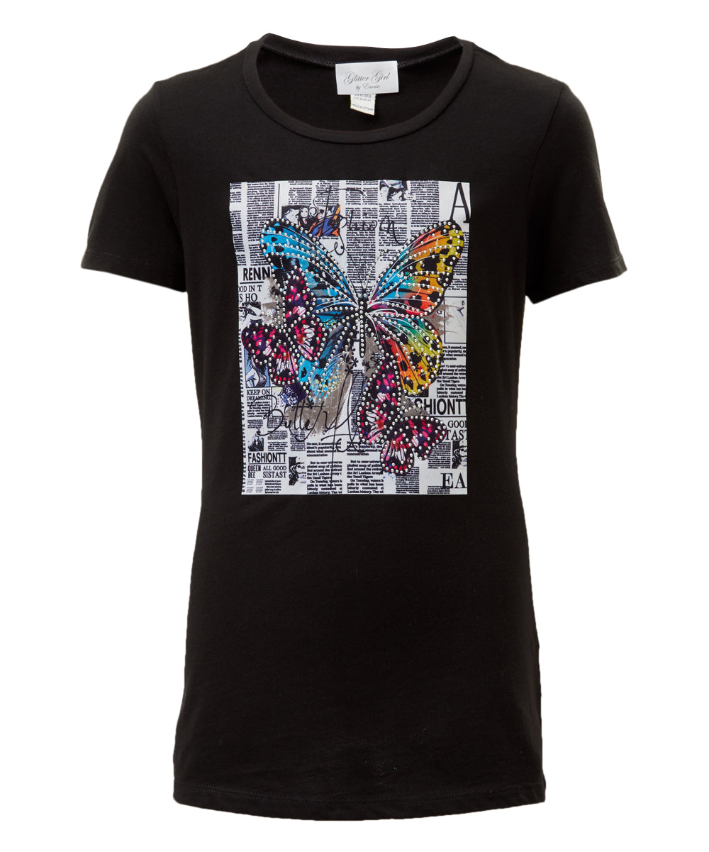 Girls & Junior Short Sleeve Top - Butterfly By Glitter Girl