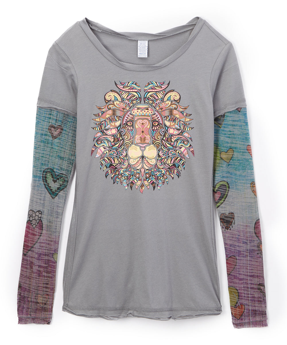 Girls Long Sleeve Top - Lion