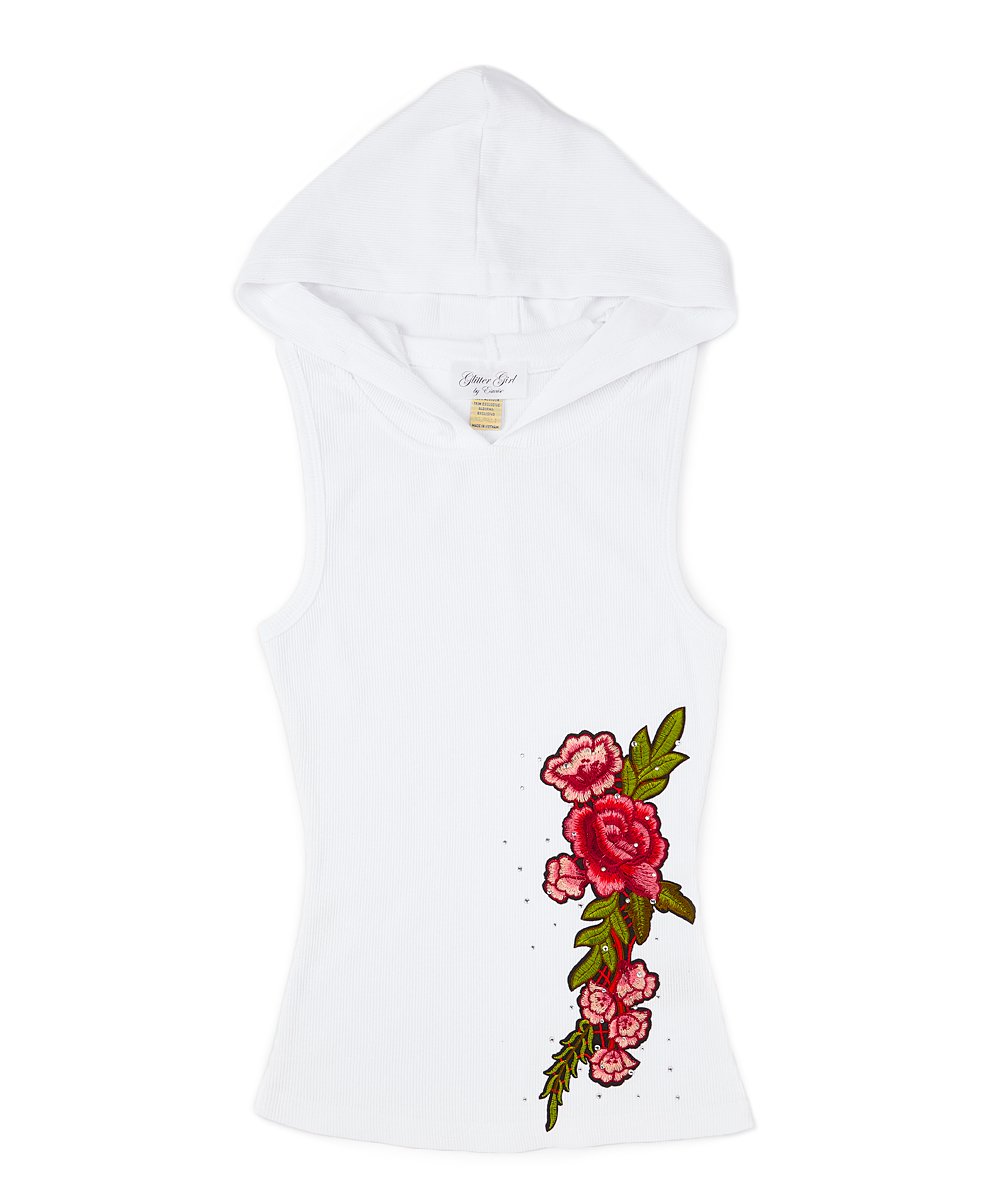 Girls Sleeveless Top Hoodie - Flower Rose
