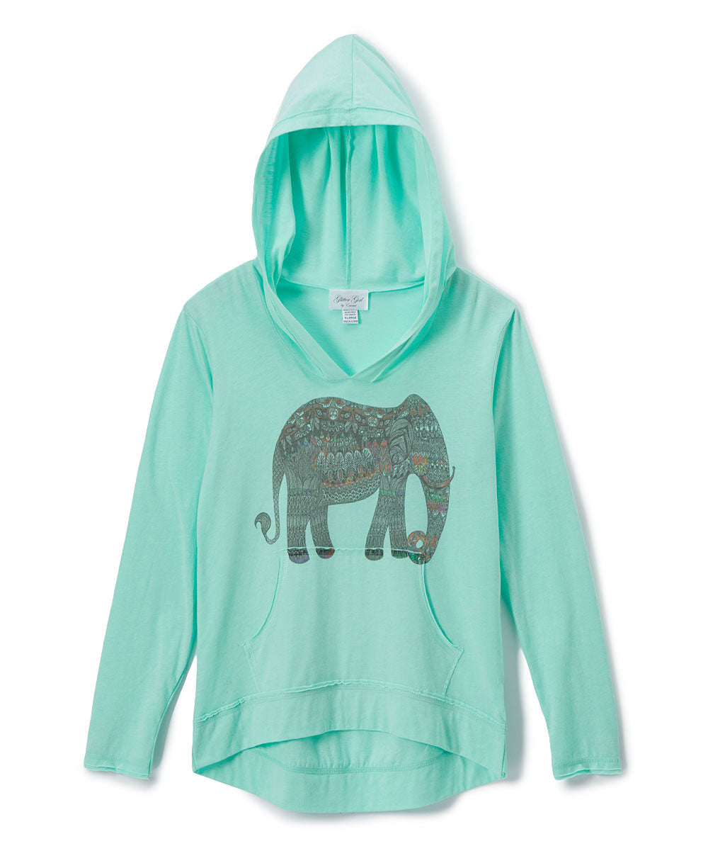 Girls Long Sleeve Hoodie Top - Elephant By Glitter Girl
