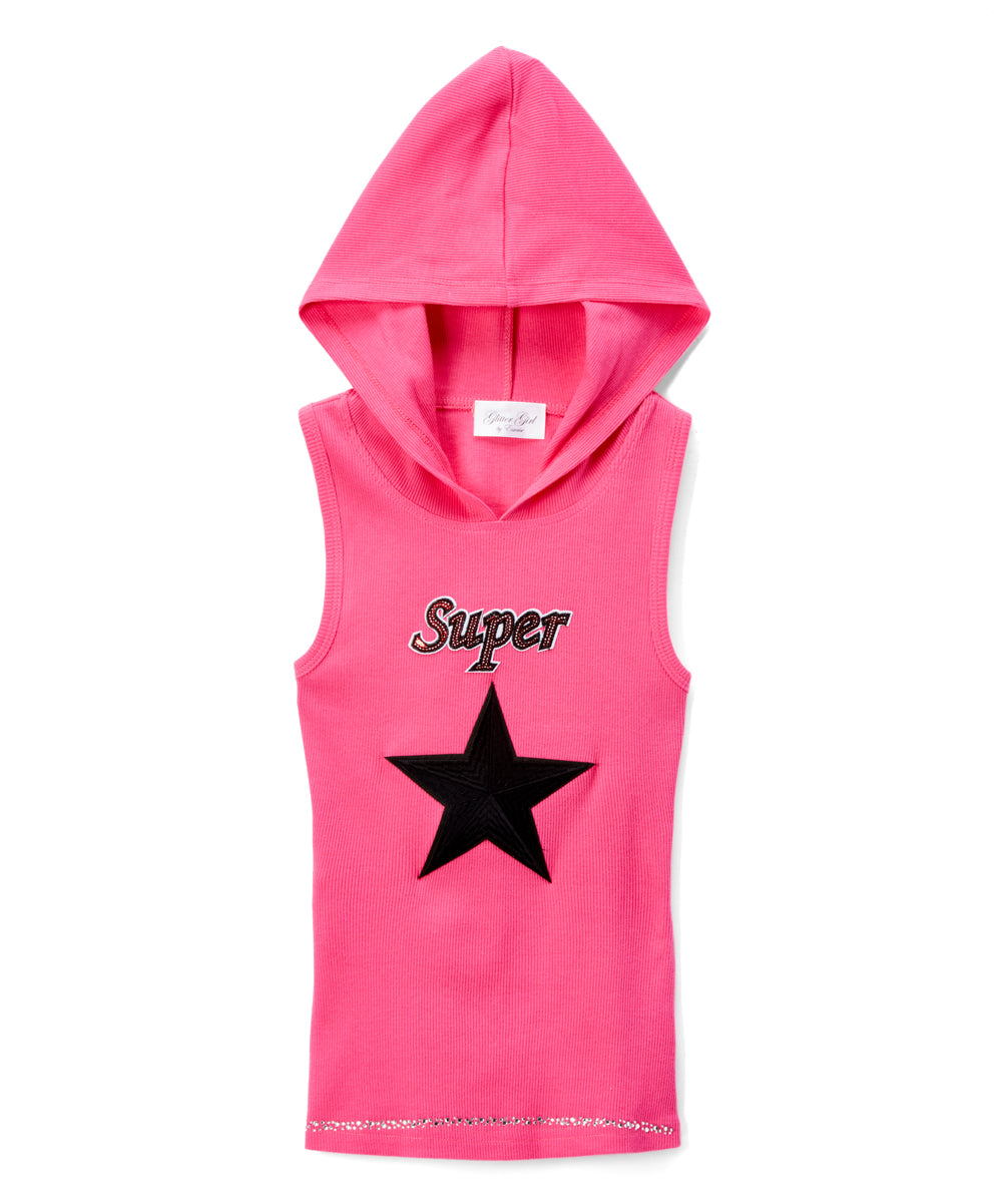 Girls Sleeveless Top- Super Star