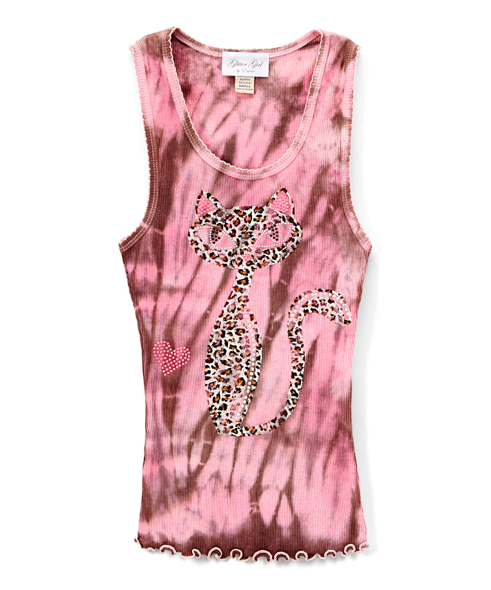Girls Sleeveless Top - Leopard Cat