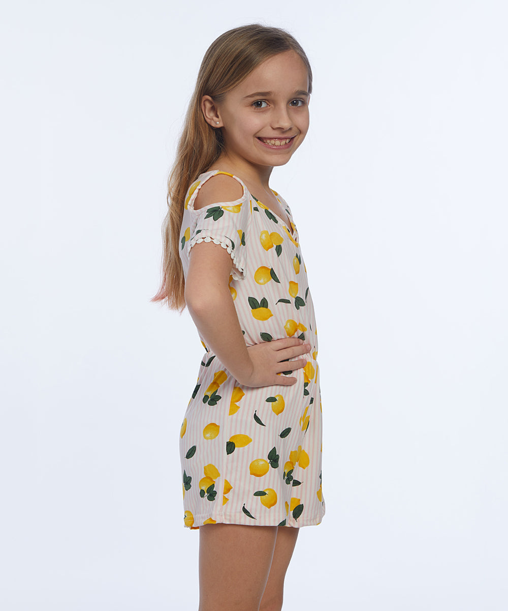 Girls Romper-Lemons print