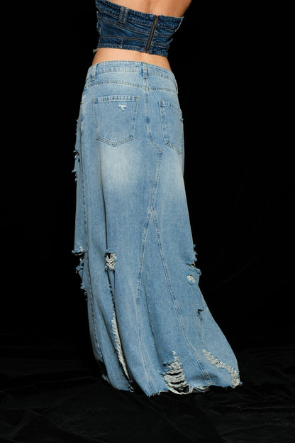 Junior Denim Maxi Skirt